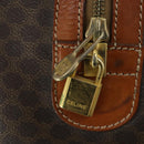 CELINE Macadam Canvas Boston Bag PVC Leather Brown Gold Auth 170598-19
