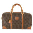 CELINE Macadam Canvas Boston Bag PVC Leather Brown Gold Auth 170598-13