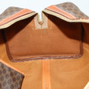 CELINE Macadam Canvas Boston Bag PVC Leather Brown Gold Auth 170598-21