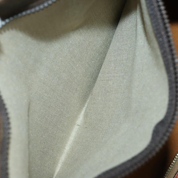 CELINE Macadam Canvas Boston Bag PVC Leather Brown Gold Auth 170598