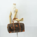 CELINE Macadam Canvas Boston Bag PVC Leather Brown Gold Auth 170598-24