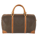 CELINE Macadam Canvas Boston Bag PVC Leather Brown Gold Auth 170598-2