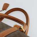 CELINE Macadam Canvas Boston Bag PVC Leather Brown Gold Auth 170598-8