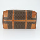 CELINE Macadam Canvas Boston Bag PVC Leather Brown Gold Auth 170598-5