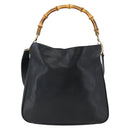 GUCCI Bamboo Hand Bag Leather 2way Black Gold 001 1638 Auth 170600-13