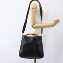 GUCCI Bamboo Hand Bag Leather 2way Black Gold 001 1638 Auth 170600-23