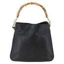 GUCCI Bamboo Hand Bag Leather 2way Black Gold 001 1638 Auth 170600-2