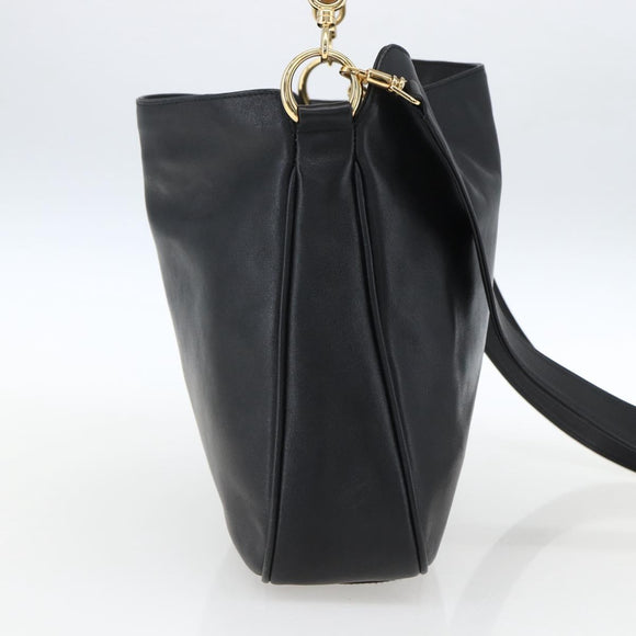 GUCCI Bamboo Hand Bag Leather 2way Black Gold 001 1638 Auth 170600