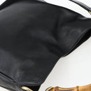 GUCCI Bamboo Hand Bag Leather 2way Black Gold 001 1638 Auth 170600-6