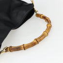 GUCCI Bamboo Hand Bag Leather 2way Black Gold 001 1638 Auth 170600-7