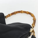 GUCCI Bamboo Hand Bag Leather 2way Black Gold 001 1638 Auth 170600-14