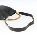 GUCCI Bamboo Hand Bag Leather 2way Black Gold 001 1638 Auth 170600-8