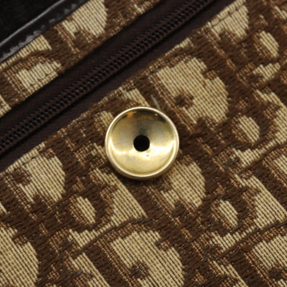 Christian Dior Trotter Canvas Shoulder Bag Beige Gold Auth 170604