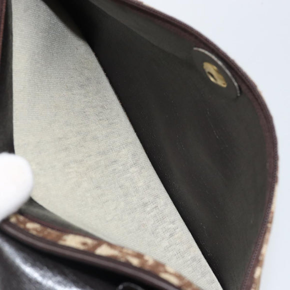 Christian Dior Trotter Canvas Shoulder Bag Beige Gold Auth 170604