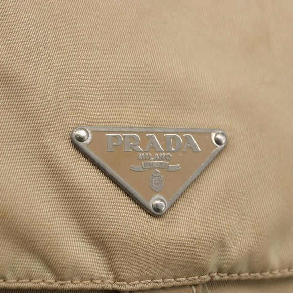 PRADA Shoulder Bag Nylon Beige Silver Auth 170605