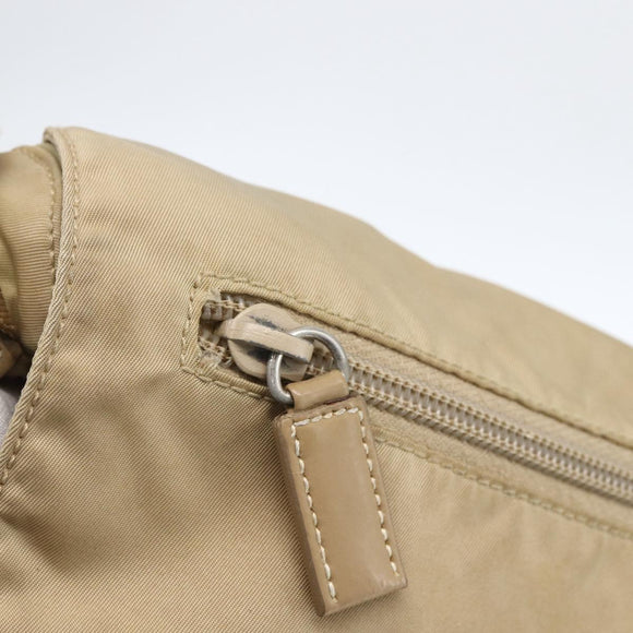 PRADA Shoulder Bag Nylon Beige Silver Auth 170605