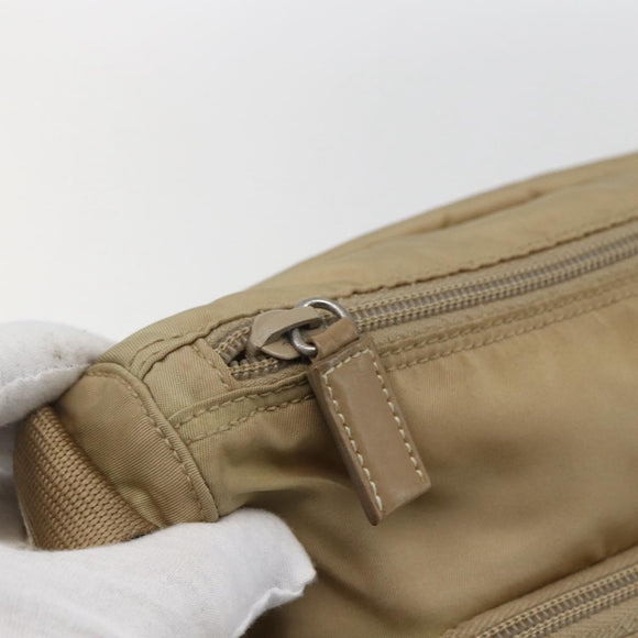 PRADA Shoulder Bag Nylon Beige Silver Auth 170605