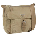 PRADA Shoulder Bag Nylon Beige Silver Auth 170605-1
