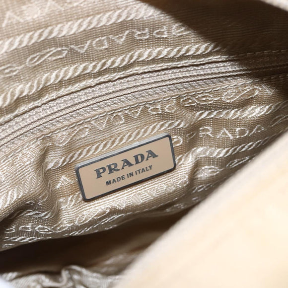PRADA Shoulder Bag Nylon Beige Silver Auth 170605