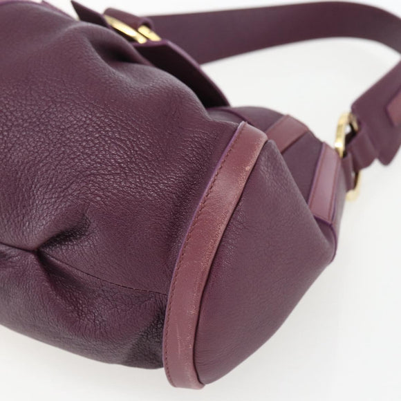 BVLGARI Chandra Shoulder Bag Leather Purple Gold Auth 170606A
