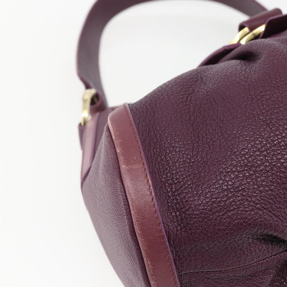 BVLGARI Chandra Shoulder Bag Leather Purple Gold Auth 170606A
