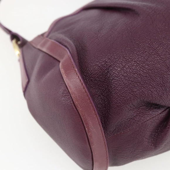 BVLGARI Chandra Shoulder Bag Leather Purple Gold Auth 170606A