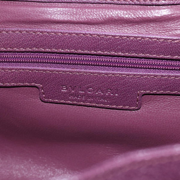 BVLGARI Chandra Shoulder Bag Leather Purple Gold Auth 170606A
