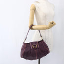 BVLGARI Chandra Shoulder Bag Leather Purple Gold Auth 170606A-22