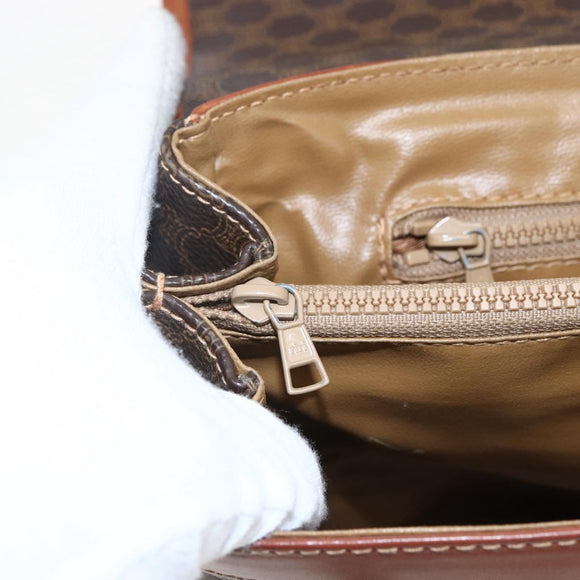 CELINE Macadam Canvas Hand Bag PVC Leather Brown Gold Auth 170627