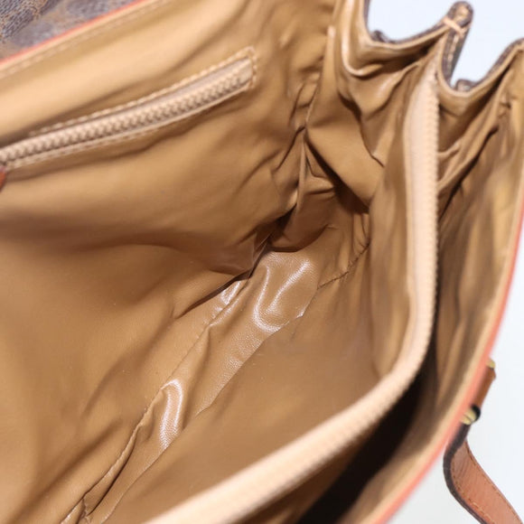 CELINE Macadam Canvas Hand Bag PVC Leather Brown Gold Auth 170627