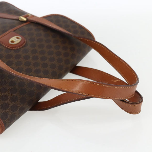 CELINE Macadam Canvas Hand Bag PVC Leather Brown Gold Auth 170627