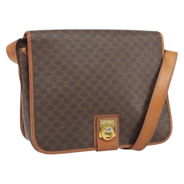 CELINE Macadam Canvas Shoulder Bag PVC Leather Brown Gold Auth 170628