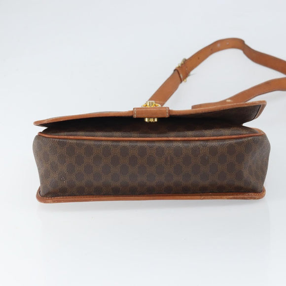 CELINE Macadam Canvas Shoulder Bag PVC Leather Brown Gold Auth 170628