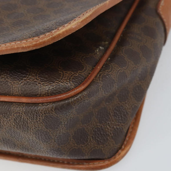 CELINE Macadam Canvas Shoulder Bag PVC Leather Brown Gold Auth 170628