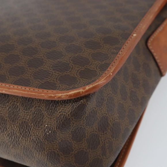 CELINE Macadam Canvas Shoulder Bag PVC Leather Brown Gold Auth 170628