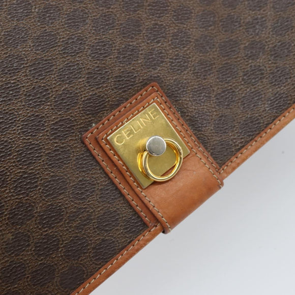 CELINE Macadam Canvas Shoulder Bag PVC Leather Brown Gold Auth 170628