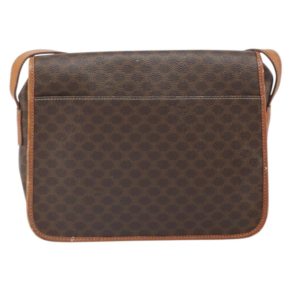 CELINE Macadam Canvas Shoulder Bag PVC Leather Brown Gold Auth 170628