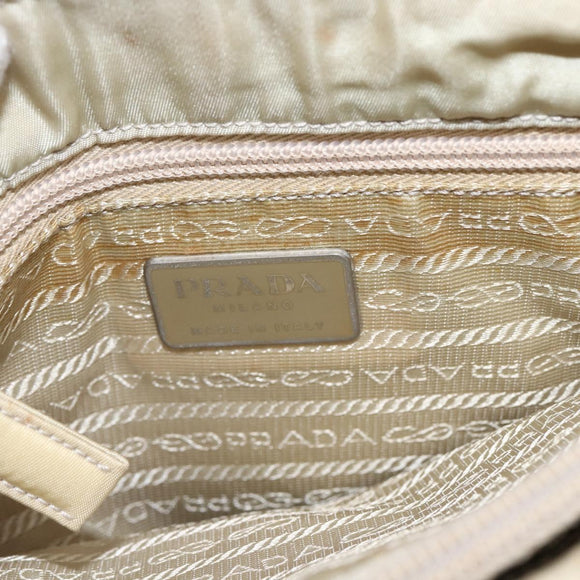 PRADA Tote Bag Nylon Ivory Silver Auth 170631