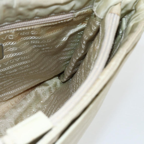 PRADA Tote Bag Nylon Ivory Silver Auth 170631