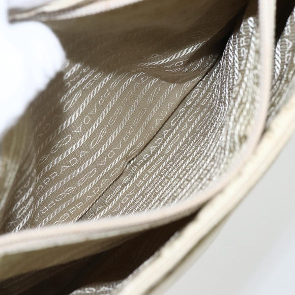 PRADA Tote Bag Nylon Ivory Silver Auth 170631