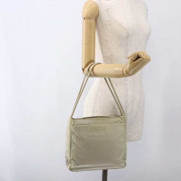 PRADA Tote Bag Nylon Ivory Silver Auth 170631