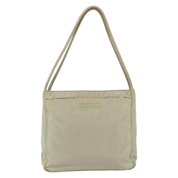 PRADA Tote Bag Nylon Ivory Silver Auth 170631