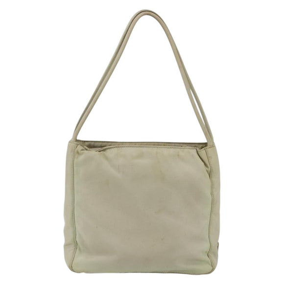 PRADA Tote Bag Nylon Ivory Silver Auth 170631