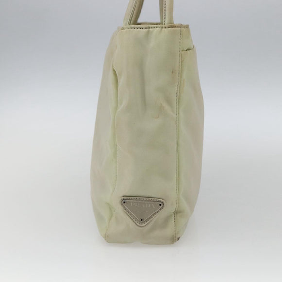PRADA Tote Bag Nylon Ivory Silver Auth 170631