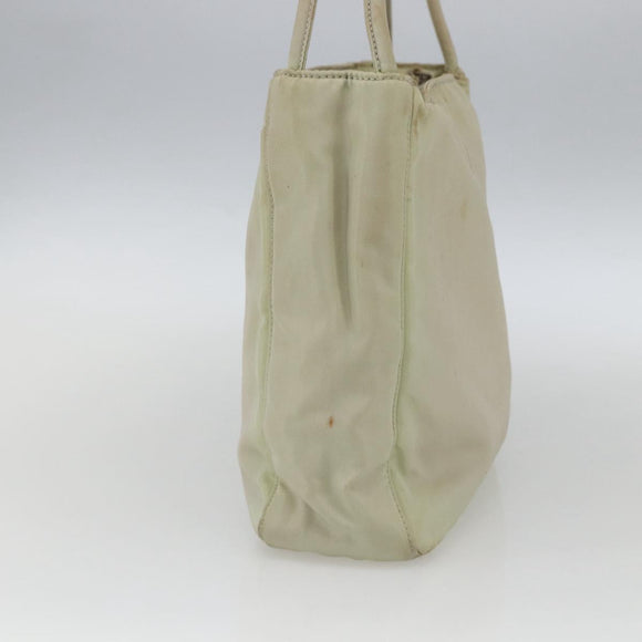 PRADA Tote Bag Nylon Ivory Silver Auth 170631