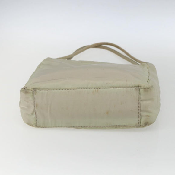 PRADA Tote Bag Nylon Ivory Silver Auth 170631