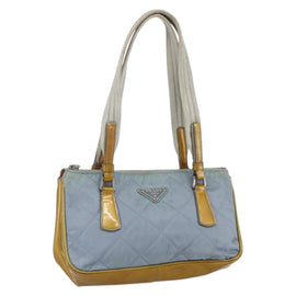 PRADA Tote Bag Nylon Light Blue Silver Auth 170632
