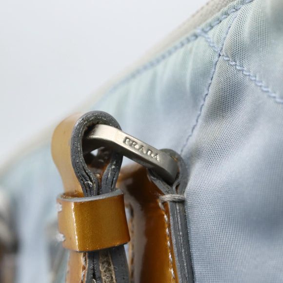 PRADA Tote Bag Nylon Light Blue Silver Auth 170632