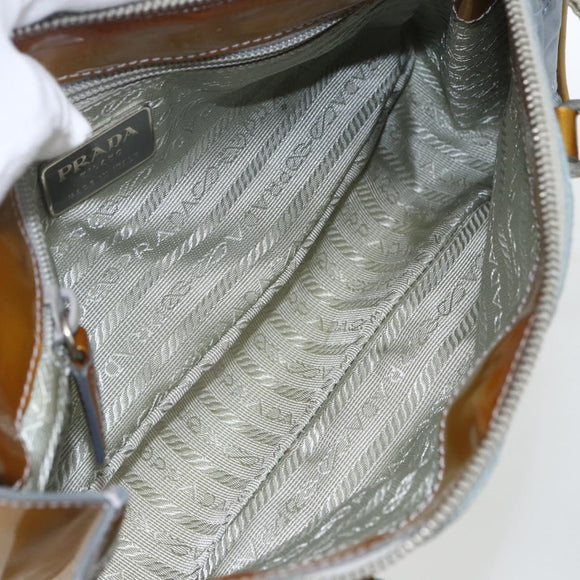 PRADA Tote Bag Nylon Light Blue Silver Auth 170632