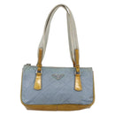 PRADA Tote Bag Nylon Light Blue Silver Auth 170632-13